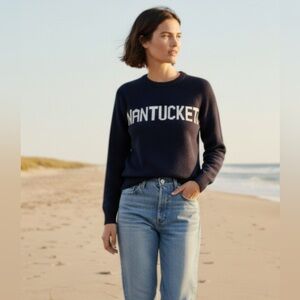 The Classic Nantucket Navy Blue Women's Sweater by Ellsworth + Ivey, XL